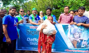 সিলেটের বন্যা দুর্গতদের পাশে ড্যাফোডিল ইন্টারন্যাশনাল ইউনিভার্সিটি