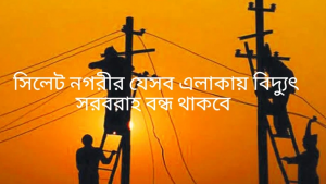 সিলেটে ‍শুক্রবার ৯ ঘণ্টা বিদ্যুৎ সরবরাহ বন্ধ থাকবে