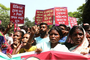 সিলেটে ১১ দফা দাবিতে জেলা প্রশাসকের কার্যালয়ে চা–শ্রমিকদের বি ক্ষো ভ মিছিল