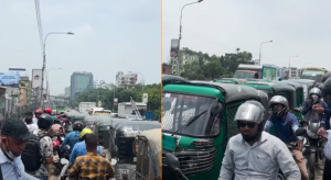 সিএনজি চালকদের বিক্ষোভে বনানী অচল