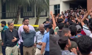 মাইলস্টোন দুর্ঘটনায় শিক্ষার্থীদের তোপের মুখে আইন ও শিক্ষা উপদেষ্টা