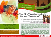 ক্যালিফোর্নিয়া স্টেট ইউনিভার্সিটি নর্থরিজে কাজী নজরুলকে নিয়ে লেকচার আগামী বৃহস্পতিবার